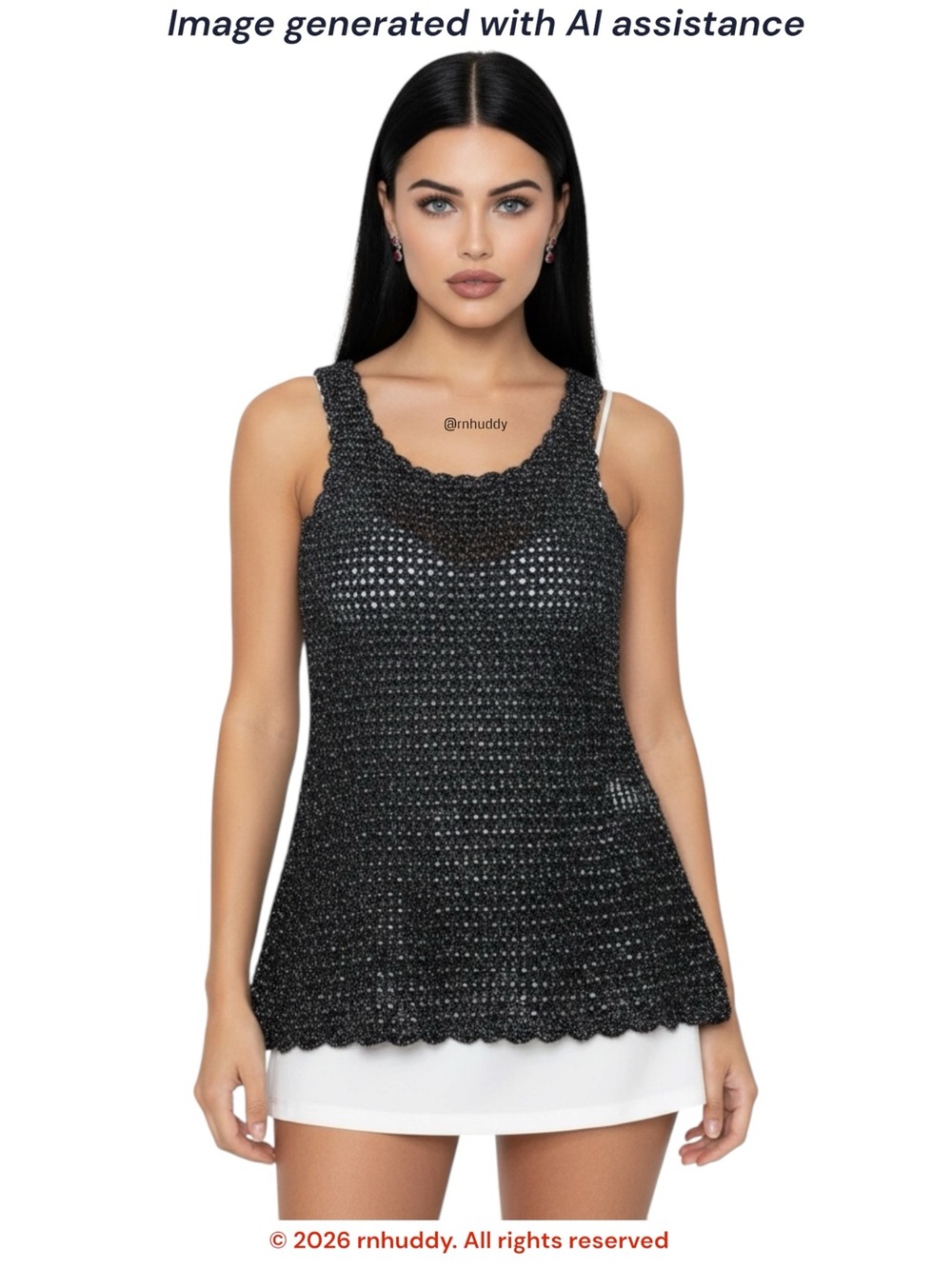 NWT Cartise M black studded knit net tank
